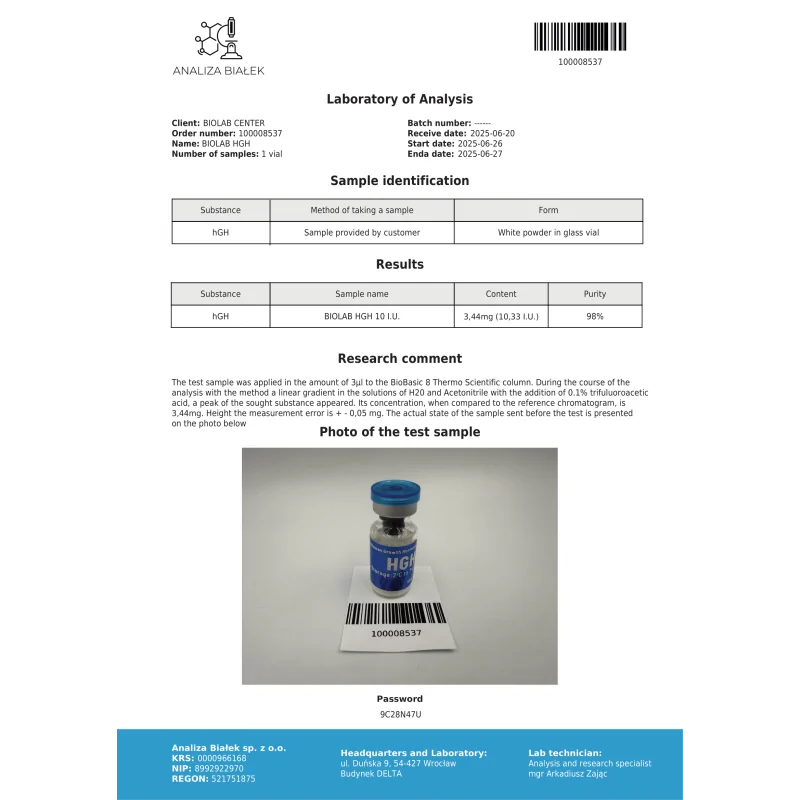 HGH without water - Recombinant Human Growth Hormone (Somatropin)