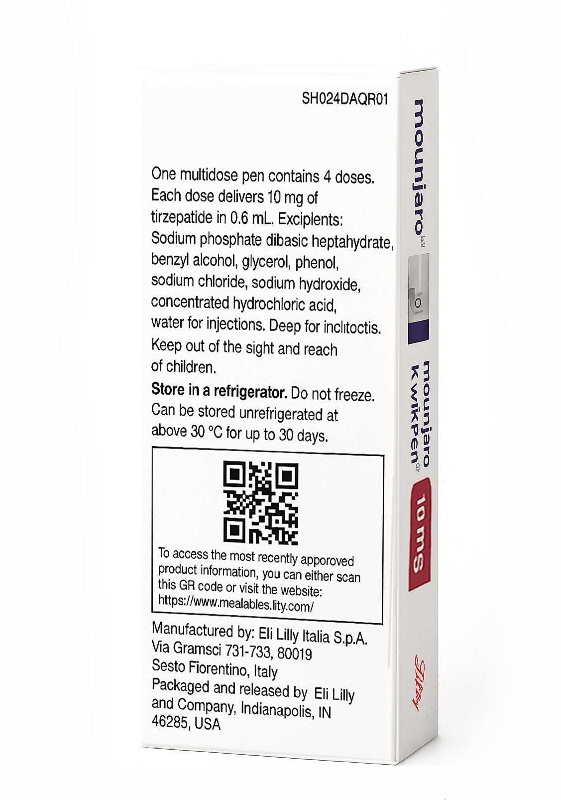 Original Mounjaro KwikPen Tirzepatide 10 mg/0.6ml, Four-Dose Pre-Filled Injection Pen For Subcutaneous Injection