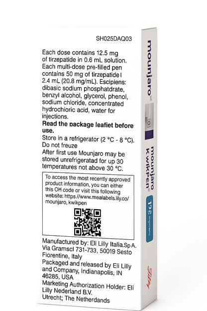 Mounjaro KwikPen Tirzepatide 12.5mg/0.6ml, Four-Dose Pre-Filled Injection Pen For Subcutaneous Injection
