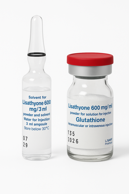 Lisathyone Glutathione Injection 600 mg/3 ml – 10 Vials + Solvent Ampoules