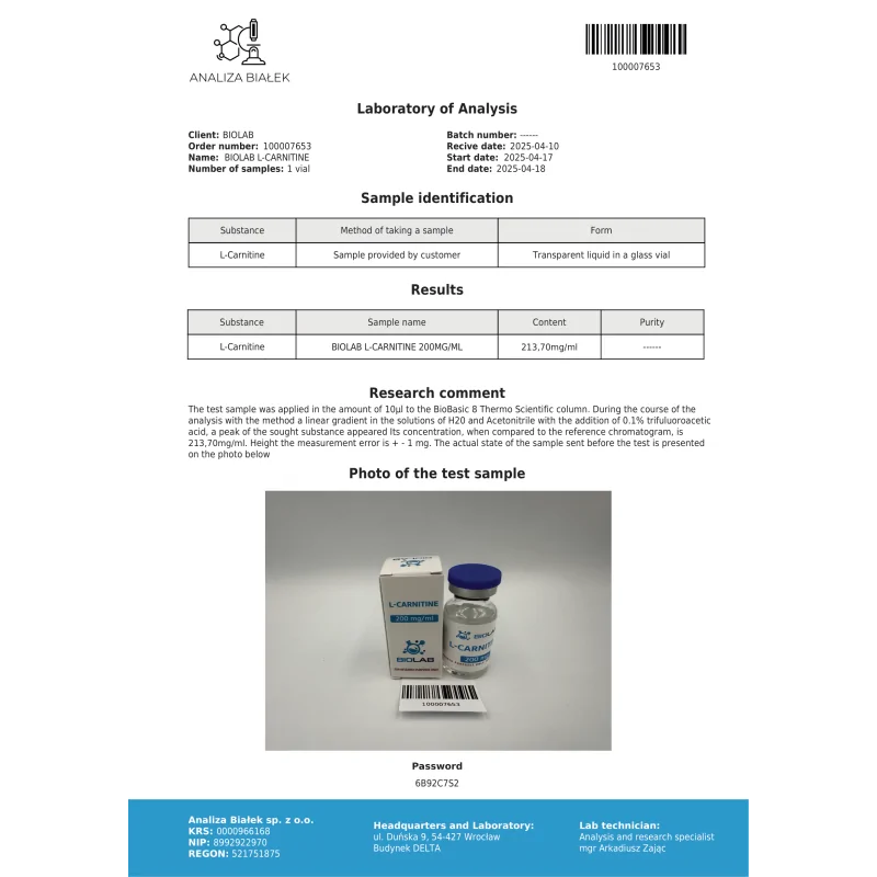 L-carnitine 200 mg 10 ml