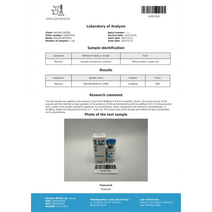 Matrixyl 20 mg Label View - Premium Supplement Dubai UAE | Core Sup