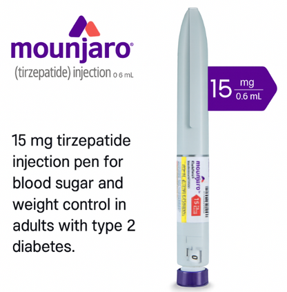Mounjaro KwikPen Tirzepatide 15mg/0.6ml, Four-Dose Pre-Filled Injection Pen For Subcutaneous Injection